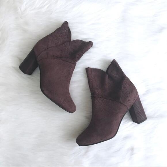 Anthropologie Burgundy Suede Ankle Boots - Picture 3 of 8